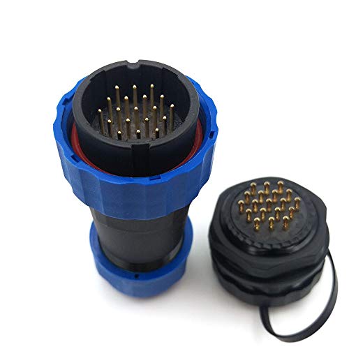 SD28 28MM 19Pin Panel Waterproof Connector IP68, Circular Cable Gland Cap Connector (19-Pin, Panel Mount-Plug(Male)&Socket(Female)) - color: Panel Mount-Plug(male)&Socket(female), size: 19-Pin
