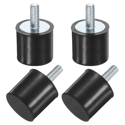 M METERXITY 4-Pack Rubber Mounts D15mmxH15mm Male Vibration Isolators Cylindrical Shock Absorber W M4 x 10mm Studs for Air Compressor/Car/Pump/Boat/Garage Motor/Bobbins Rubber Isolators - size: M4 x 10mm, 15mm x 15mm
