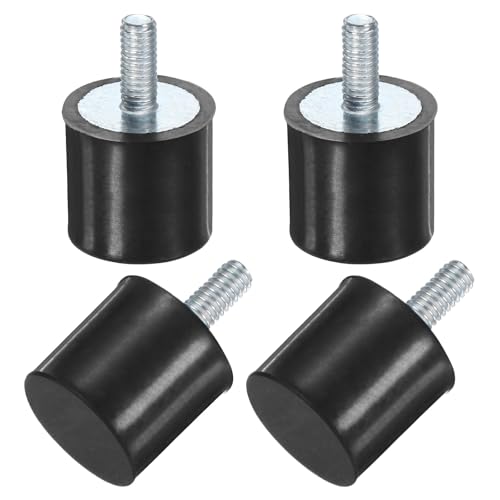 M METERXITY 4-Pack Rubber Mounts D15mmxH15mm Male Vibration Isolators Cylindrical Shock Absorber W M4 x 10mm Studs for Air Compressor/Car/Pump/Boat/Garage Motor/Bobbins Rubber Isolators - size: M4 x 10mm, 15mm x 15mm