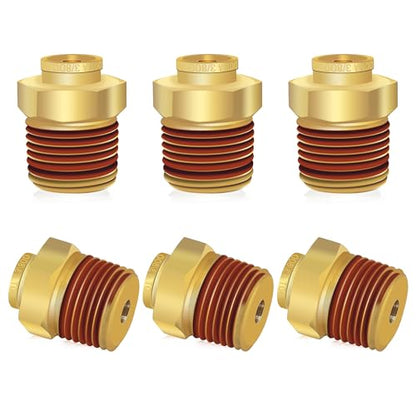 6 PCS Brass Air Line Quick Connect Fittings 3/8" Tube OD x 1/2" NPT - size: 3/8" Tube OD x 1/2" NPT - 6 PCS