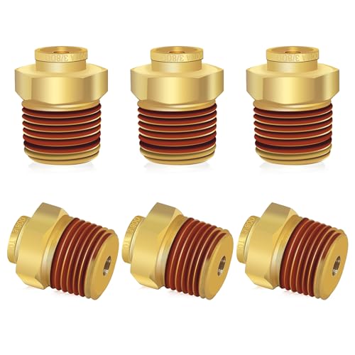 6 PCS Brass Air Line Quick Connect Fittings 3/8" Tube OD x 1/2" NPT - size: 3/8" Tube OD x 1/2" NPT - 6 PCS