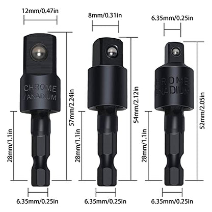 17Pcs Tools Flexible Drill Bit Extension,Include 3Pcs Rotatable Socket Adapter 2Pcs Hex Shank 105° Right Angle Drill Attachment 10 Short Screwdriver Bits 90° Angled Bits & Bendable Drill Bit Extension - color: 16*black