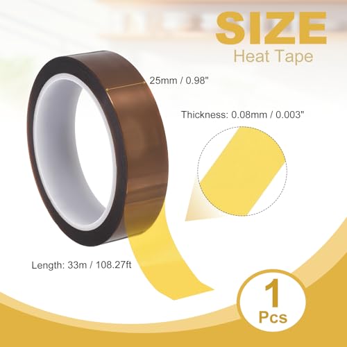 uxcell Heat Tape,25mmx33m(108ft) Heat Transfer Tape(0.08mm T,Brown) - size: 25mm