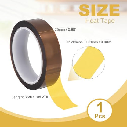 uxcell Heat Tape,25mmx33m(108ft) Heat Transfer Tape(0.08mm T,Brown) - size: 25mm