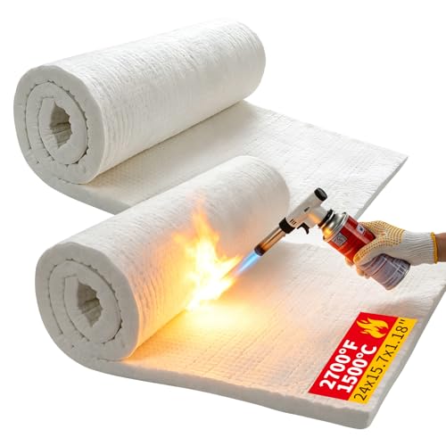 2 Pcs Ceramic Fiber Insulation Blanket 24"x15.7"x1.18", 2700°F Fireproof - color: 24'' x15.7'' x1.18'' /2 Piece