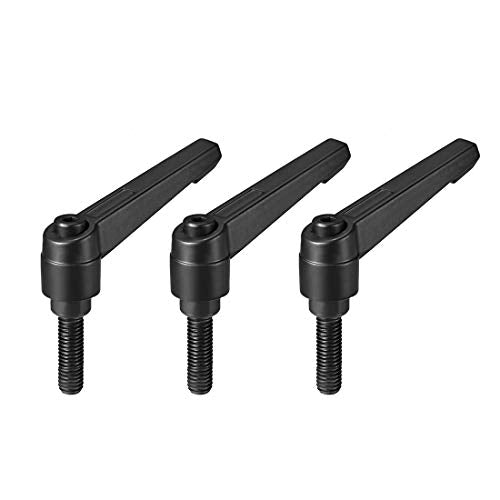 uxcell M8 x 25mm Handle Adjustable Clamping Lever Thread Push Button Ratchet Male Threaded Stud Knobs Locking Rotating Screw Handles Quick Release Bolt Black 3pcs - size: M8x25mm