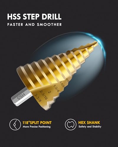 1/4" to 2-3/8" HSS Step Drill Bit Set - size: 1/4"-2-3/8"(HSS)