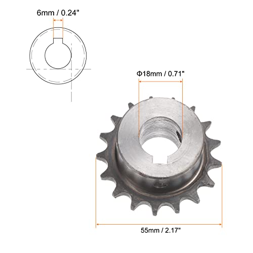 HARFINGTON DIN/ISO 06B Roller Chain Sprocket 17T Pitch 3/8" 18mm Bore A3 Carbon Steel Motor Drive Gear