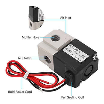 2 Position 3 Way Solenoid Valve Vacuum Electric, DC24V 3/2 Air Pneumatic Direct, G1/8 Normally Closed, Copper Coil, Aluminum Body, Good Sealing, for Air -0.7MPa Temperature
