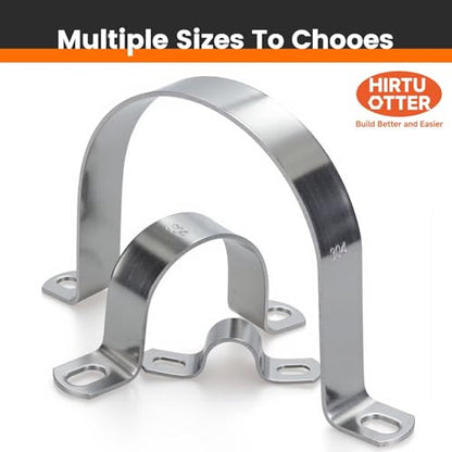 6 PCS 3 Inch, 304 Stainless Steel Thickened Pipe Clamps, Heavy-Duty Two Hole U-Bracket Conduit Clips for HVAC, Electrical, Plumbing, Secures Rigid Pipe/Tube on Wood/Metal/Concrete (76mm) - size: 3" (76mm)