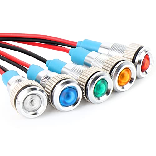 GASHER 5PCS 8mm Colorful LED Energy Saving Indicator Light 24V 20mA - color: colorful, size: 8MM（24V）