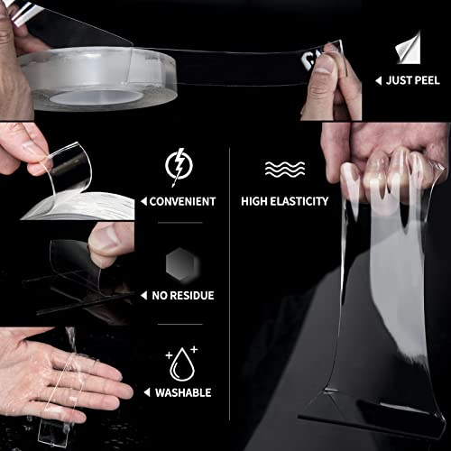 Art3d Traceless Double-Sided Foam Tape, 1/24" x 1/2" x 10', 1 Roll, Crystal - size: 1/24" x 1/2" x 10'
