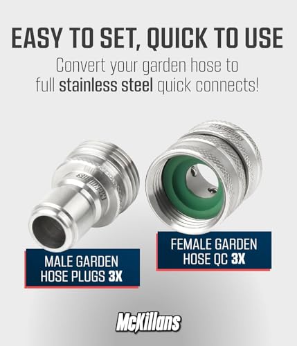 McKillans® Water Hose Quick Connect [UNIVERSAL FIT] 3 Pack - Stainless Steel Garden Hose Quick Connector - Durable Garden Hose Fittings - EASY INSTANT CONNECTION - color: Quick Connects