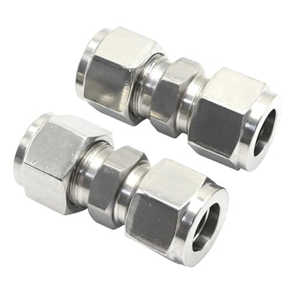 EATAKWARD 2 Pcs Stainless Steel Compression Tube Fittings, 1/2 Inch OD x 1/2 Inch OD Straight Union Connector with Double Ferrules for Connecting Tubes - size: 1/2 Inch OD x 1/2 Inch OD