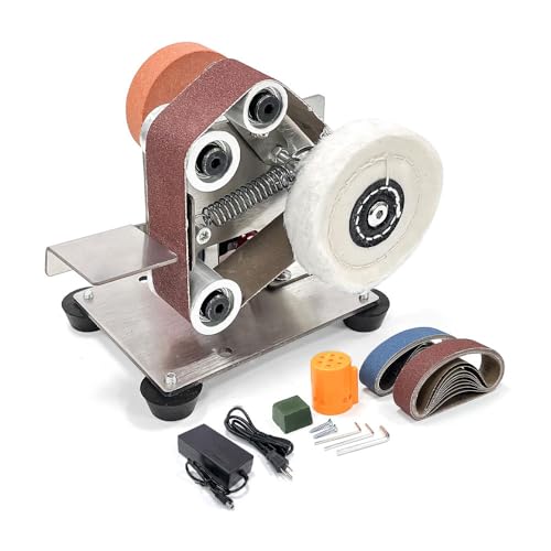 Mini Belt Sander Knife Sharpener, 15° Precision Sharpening System, 7-Speed Variable Speed Belt Grinder for Knife Making, Blade Sharpening, Metal Polishing & DIY Projects