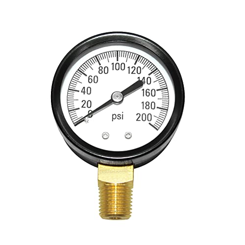 Joywayus Pressure Gauge 0 to 200 PSI Brass 1/4" Male NPT Thread Lower Mount, Multiple Function - size: 0-200PSI--1/4", style: No Glycerin Filled