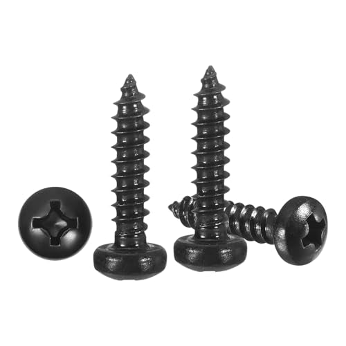 METALLIXITY Phillips Pan Head Self Tapping Screw #4x1/2 100Pcs - color: Black, size: #4x1/2"