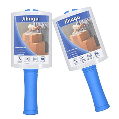 2 Pack Stretch Wrap Film with Winding Handle, 80 Gauge Shrink Wrap roll, 5" x 1000' Stretch Wrap Roll, Plastic Wrap for Moving, Packing Wrap Industrial Strength, Clear Plastic Pallet Shrink.