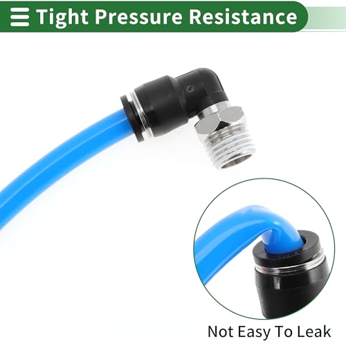 Push to Connect Air Fittings 5/8" 90 Degree Air Line Quick Joint Plastic Nickel-plated Copper 1/2"NPT 5 Pcs Black Silver Tone - color: Black, Silver Tone