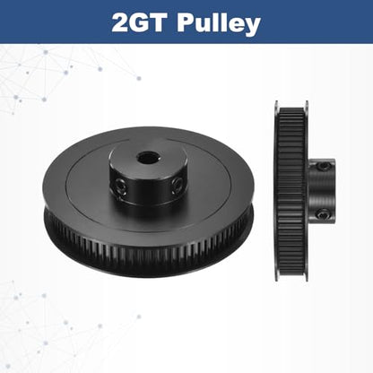 MECCANIXITY 2GT Pulley 80 Teeth 5mm Bore Aluminum Timing Pulley Wheel for 6mm Width 80T Timing Belt with Hexagonal Wrench for 3D Printer, CNC, Timing Belt-2 Pcs Black