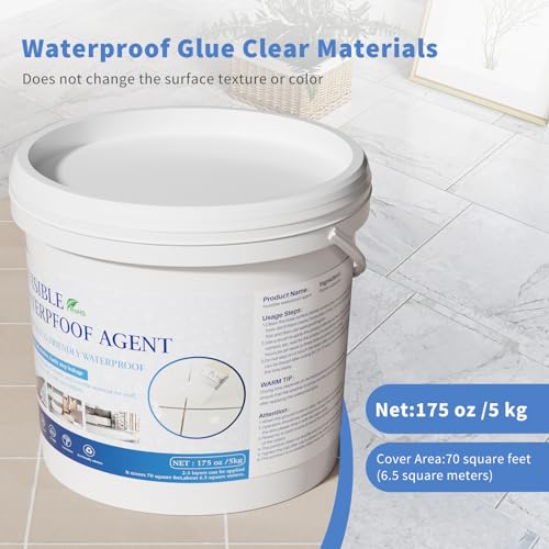 Transparent Waterproof Coating 175 Oz (5 KG), Invisible Waterproof Agent, Water-Based Repairing Leak Water Proof Glue, Indoor & Outdoor Liquid Sealant - size: 175 OZ