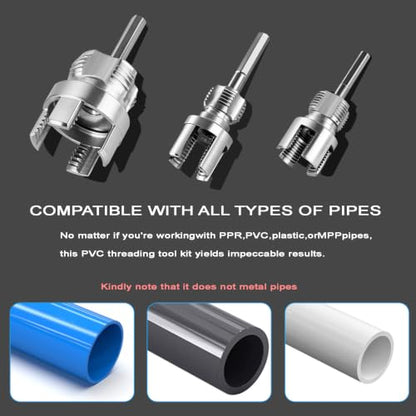 3PCS PVC Pipe Threader Kit for Drill - style: 3