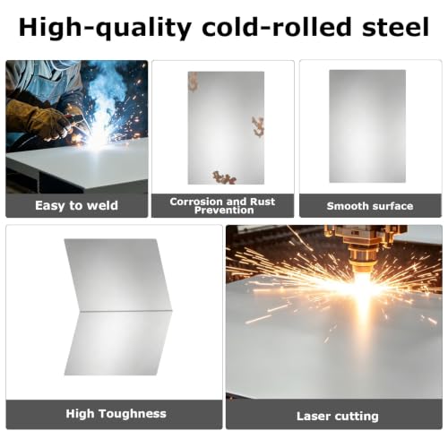 4 Pcs 19 Gauge Cold-Rolled Steel Plates,12"X8" Sheet Metal Cold Rolled - size: 12"x8", 19 Gauge