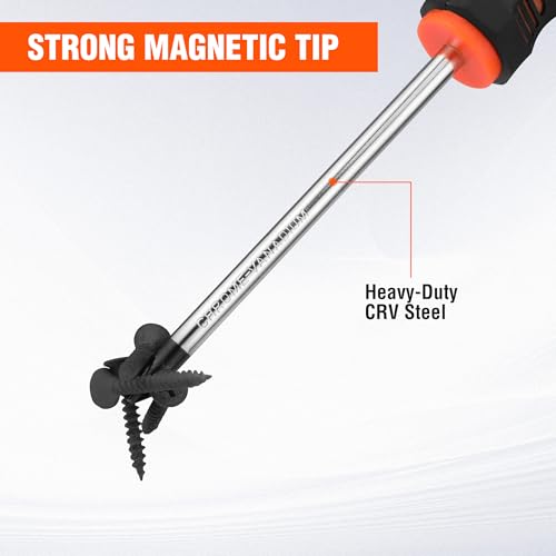 ValueMax 6-Piece Magnetic Screwdriver Set, 3 Phillips and 3 Flat Tip Screwdrivers, Non-slip Handle Screw Driver Set Kit - style: 6 PCS