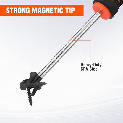 ValueMax 6-Piece Magnetic Screwdriver Set, 3 Phillips and 3 Flat Tip Screwdrivers, Non-slip Handle Screw Driver Set Kit - style: 6 PCS