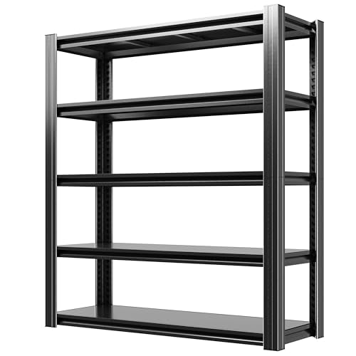 78" H Garage Shelves, Garage Shelving Heavy Duty, 3000Lbs 5 Tier Adjustable Garage Storage Shelves Suitable for Warehouse, Basement, Workshop,Require Assembly, 18" D*48" W *78" H(Black) - size: 17.99"D*47.24"W*77.95"H