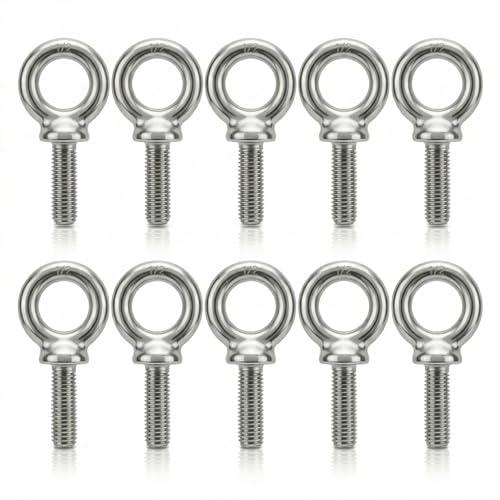 HomelyNest Eye Bolt 1/2"-13 x 1-1/2" - Heavy Duty 304 Stainless Steel Shoulder Eye Bolt for Lifting, Marine Grade, Machinery, 10 Packs - size: 1/2