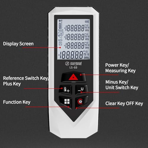 Laser Distance Measure Backlit LCD Measuring Tool 196FT - color: 196FT