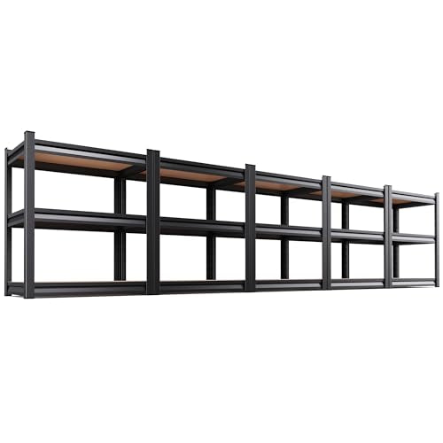 5-Pack 3-Tier Heavy Duty Garage Shelving Set for Home Storage & Organization, Adjustable Metal Utility Rack for Garage, Pantry, Kitchen, Closet & Household Essentials, 33.5"H x 35.4"W x 15.7"D - size: 35"Wx16"Dx33.5"H