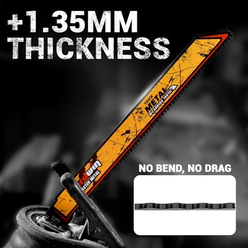 9-Inch Carbide Reciprocating Saw Blades for Metal, 8 TPI, 3-Pack - size: 9inch