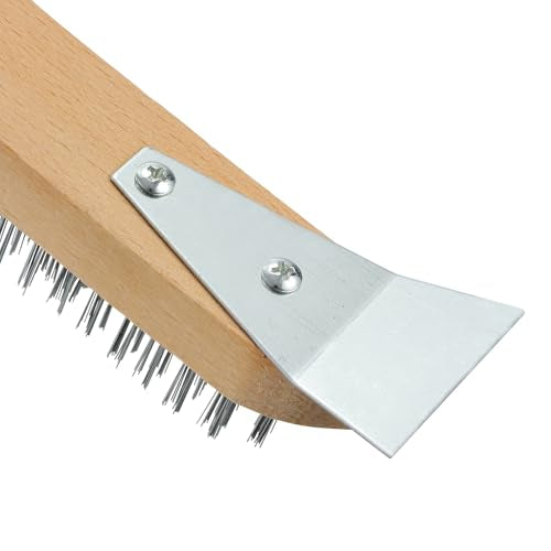 MAXMAN Wire Scratch Brush, 12"Wood Handle, Heavy Duty Wire Brushes for Rust - style: Stainless Steel Bristles