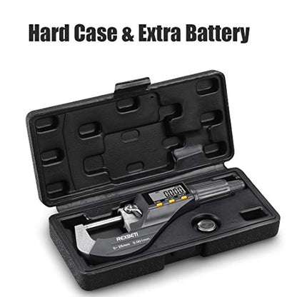 REXBETI Outside Micrometer, Ultra-Precision Carbide Tipped Measuring Tool - size: 0-1"