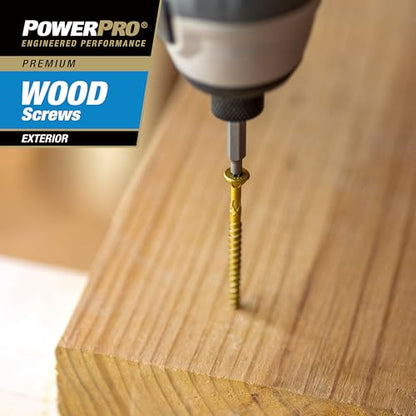 Power Pro Exterior Wood Screws, #8 x 2in, 3000 Pieces, Bronze - color: Bronze, size: #8 x 2"