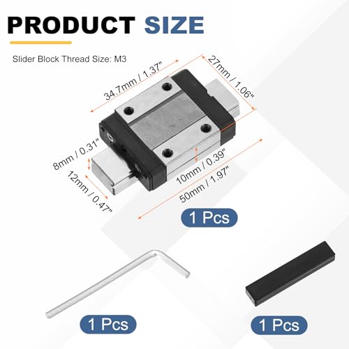 uxcell MGN12C 50mm Linear Sliding Rail Guide with MGN12C Sliding Carriage - size: 50mm