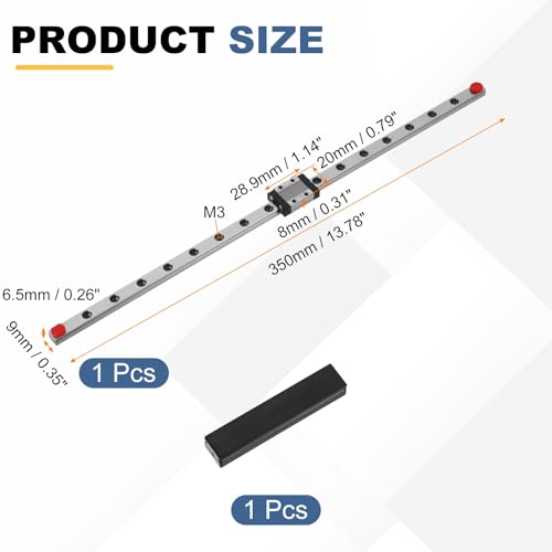uxcell MGN9 350mm Linear Sliding Rail Guide Linear Motion Guideway - size: 350mm