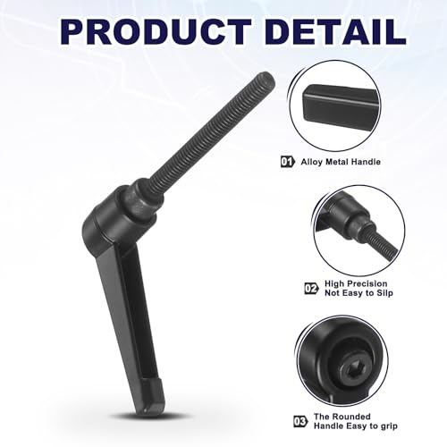 uxcell 4Pcs Adjustable Clamping Lever Handles, M6x50mm Zinc Alloy Male Thread Stud Knobs with Nuts Quick Release Bolt Rotating Screw Handles for Lathes Woodworking, Black - size: M6x50mm