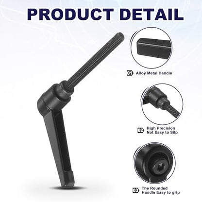 uxcell 4Pcs Adjustable Clamping Lever Handles, M6x50mm Zinc Alloy Male Thread Stud Knobs with Nuts Quick Release Bolt Rotating Screw Handles for Lathes Woodworking, Black - size: M6x50mm