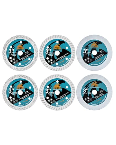 3 Inch Compact Circular Saw Blade Set, Multi-Material Cut for Tile, Granite, Glass Cutting, 10mm Arbor - 5 Pack - size: Set 9