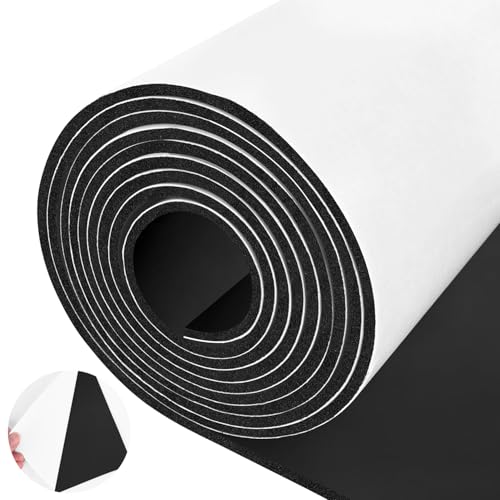 ToLanbbt Sponge Neoprene Foam Sheet with Adhesive - 1/8” Thick, 12” x 118” Closed Cell Foam Rubber Roll, Weatherproof Soundproof Padding for Automotive, Cabinet, Furniture, Crafts, DIY, Black - color: Black, size: 12 in x 118 in x 1/8 in