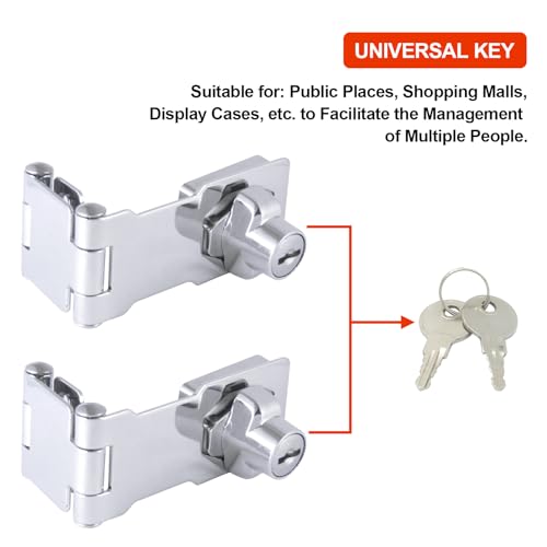 KIBBEH 2 Pack Door Lock Hasp Latches for 90/180 Degree Doors - color: Silver