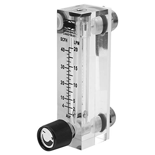 Gas Flowmeter, LZM-6T 2-20LPM/4-40SCFH Pipe Gas Meter with Adjustable Control Valve, Female 1/4" T Thread Interface Panel Mount Type Flowmeter for Oxygen Air Gas