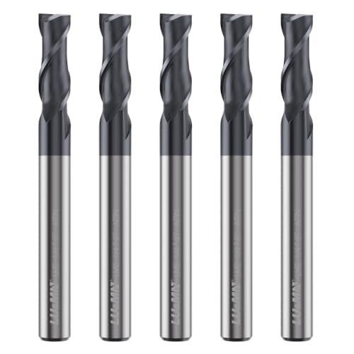 LU&MN Carbide Square End Mill, 2 Flute, 1/4", 5 Piece - size: 1/4 in