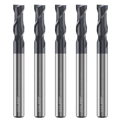 LU&MN Carbide Square End Mill, 2 Flute, 1/4", 5 Piece - size: 1/4 in