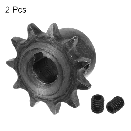 uxcell 2pcs ISO/DIN 06B-1 Roller Chain Sprocket B Type 10mm Bore, 3/8" Pitch, A3-Steel Single Strand Roller Sprocket Hardened 11 Tooth