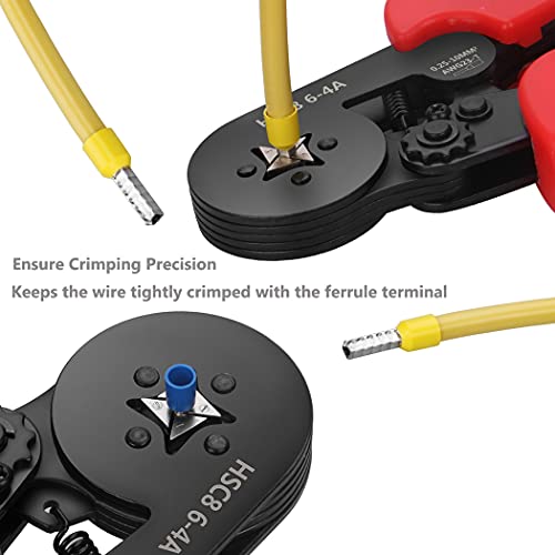 Preciva Ferrule Crimping Tool with Wire Connectors & Storage Bag, AWG23-7 - color: Red + Bag