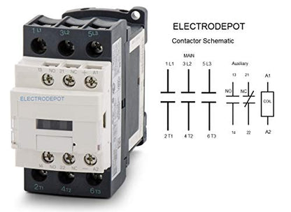 30A AC Contactor 120V Coil 40A DIN Rail 3P Three Pole 1NO 1NC IEC AC3 32A, AC1 50A